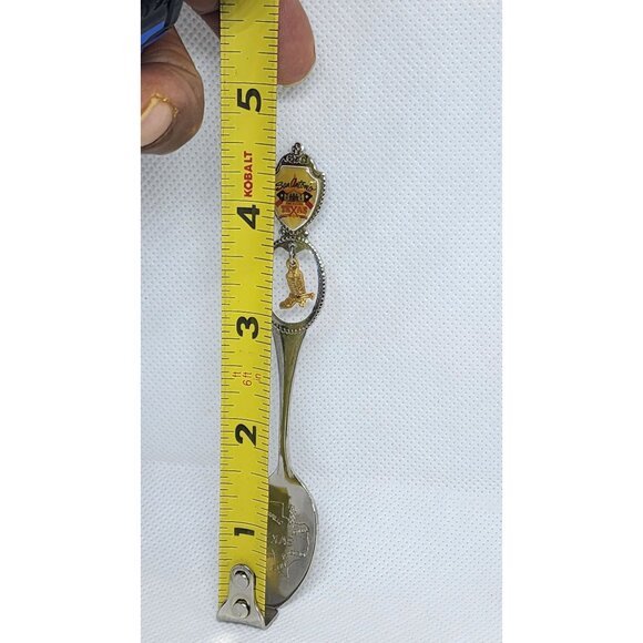 San Antonio Collectible Souvenir Spoon With Texas Map & Gold Boot Charm - Picture 7 of 7